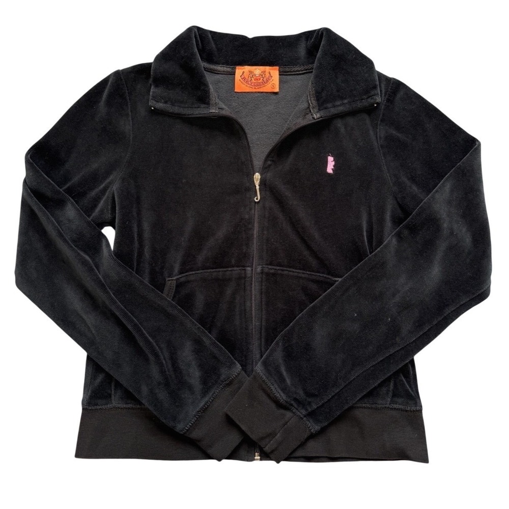 Vintage Y2K  Juicy Couture Track Jacket Black Size Small Preppy Royalty USA